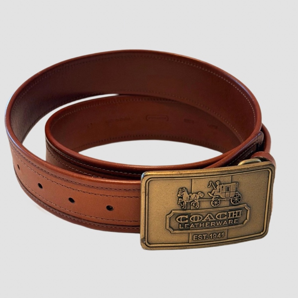 NWOT Y2K Coach Horse and Carriage brown leather buckle belt- LG